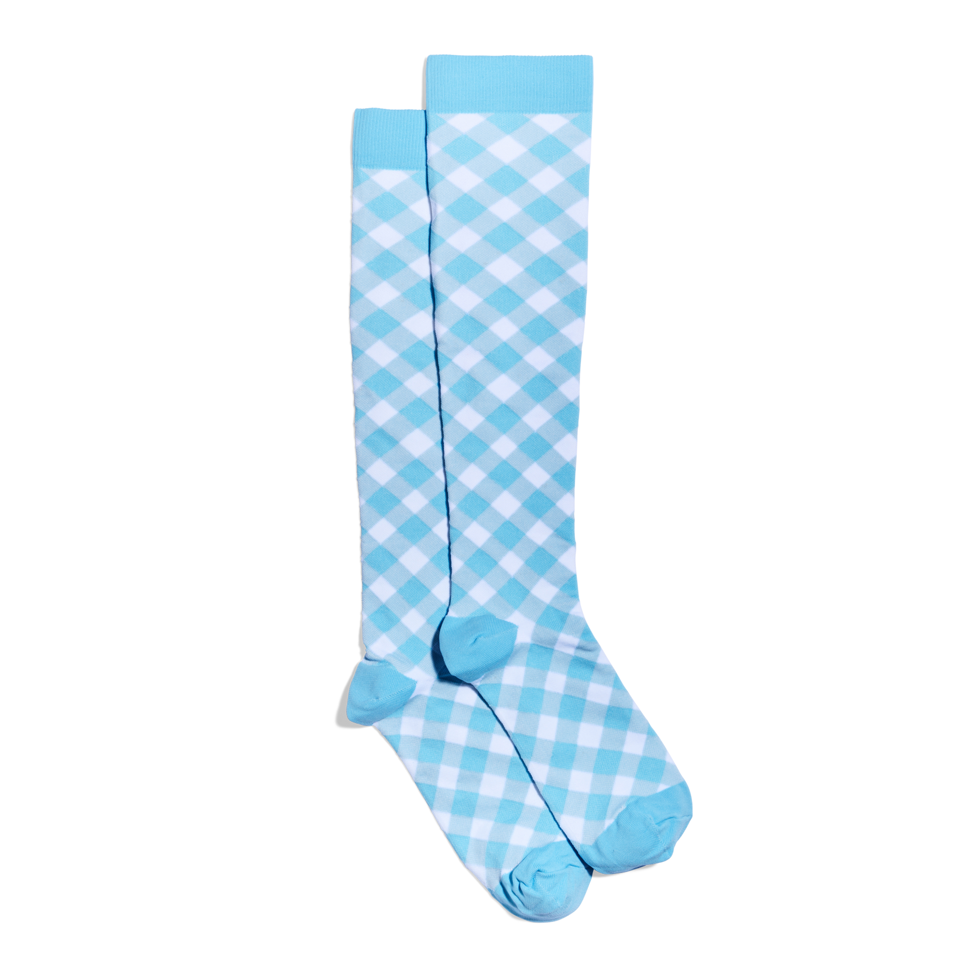 BLUE GINGHAM COMPRESSION SOCKS