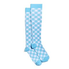 BLUE GINGHAM COMPRESSION SOCKS