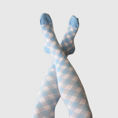 BLUE GINGHAM COMPRESSION SOCKS