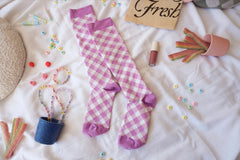 LILAC GINGHAM COMPRESSION SOCKS