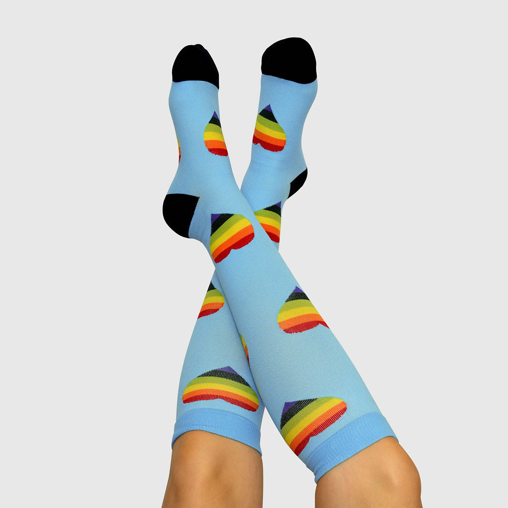 BLUE RAINBOW COMPRESSION SOCKS