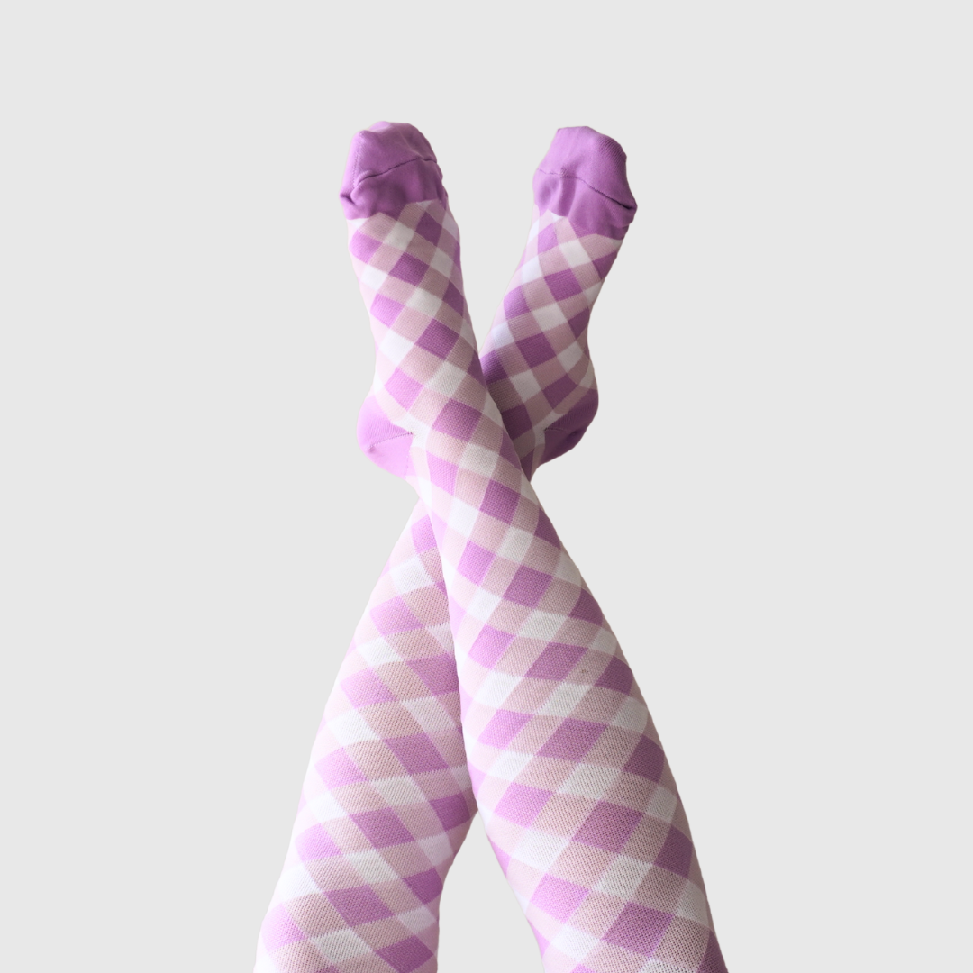 LILAC GINGHAM COMPRESSION SOCKS