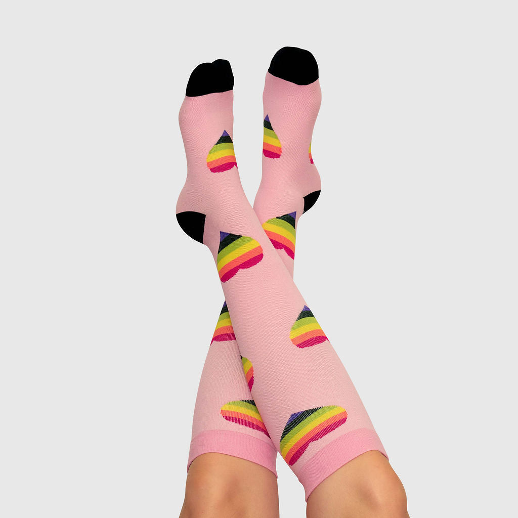 PINK RAINBOW COMPRESSION SOCKS